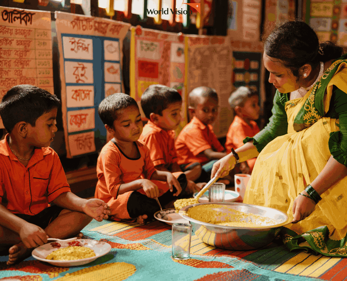 children eating in program